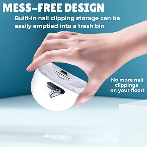 Miniatura 3 de Generic Cortaúñas eléctrico automático con luz LED y 2 velocidades con almacenamiento de restos de uñas, cortaúñas recargable USB-C para bebés,