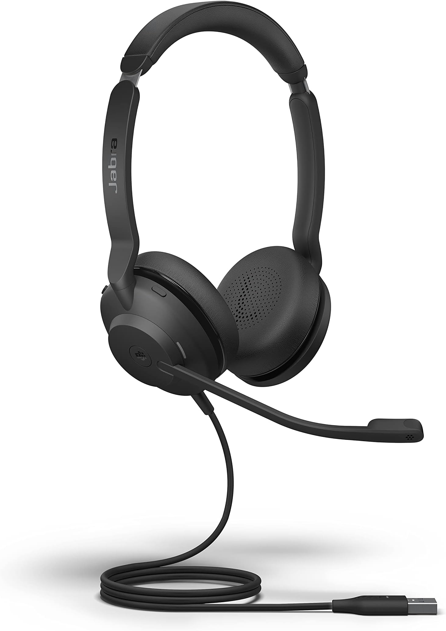 JabraEvolve2 30 MS Wired Headset, USB-A, Stereo, Black – Lightweight, Portable Telephone Headset with 2 Built-in Microphones – Work Headset with Superior Audio and Reliable Comfort