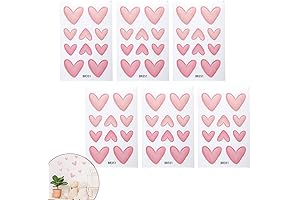 60 Pack Pink Heart Wall Stickers for Girls Bedroom Decoration