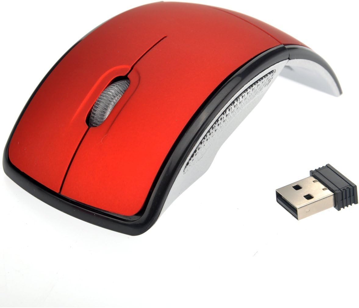 Yosenn 2.4Ghz Wireless Foldable Arc Optical Mouse For PC laptop Macbook (Red)