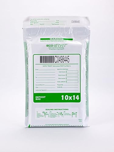 100 bolsas de depósito a prueba de manipulaciones, 10 x 14 pulgadas, transparente, numeración serializada, código de barras, cinta de cierre de