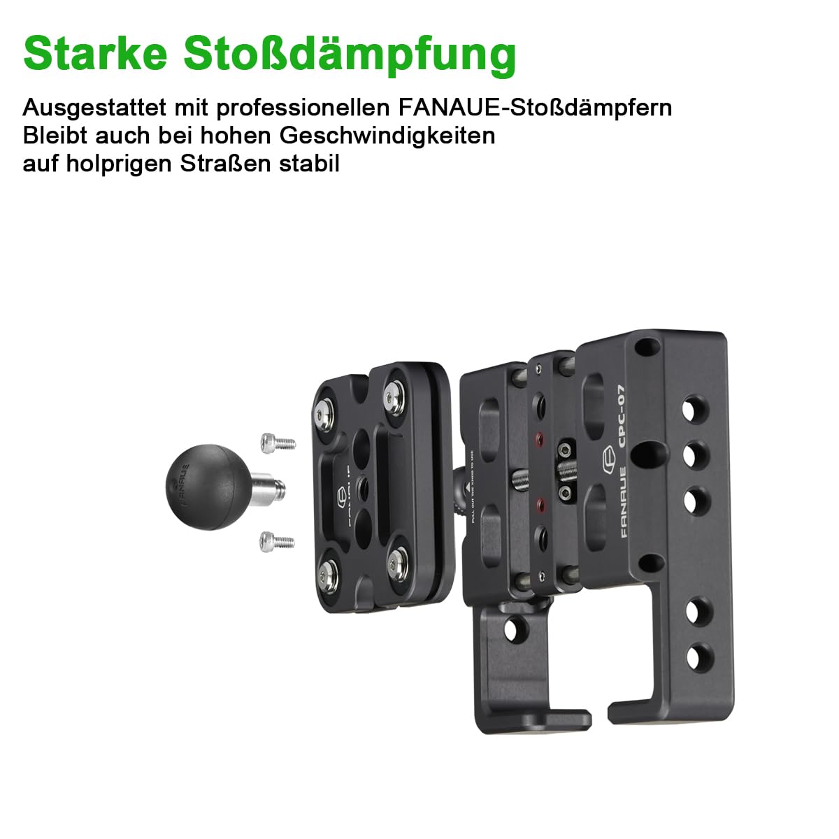 FANAUE Telefonhalterung mit 1 Zoll Kugelkopf kompatibel mit RAM Mount B Größe Doppelbuchsenarm und Fahrrad Motorrad Handy-Halterung für Smartphones von 2,3" bis 3,4" breit, aus Aluminiumlegierung