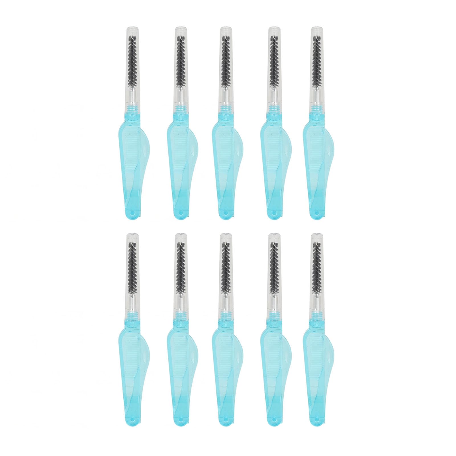 10Pcs Eyebrow Brush Eyelash Comb, 2 in 1 Eyebrow Eyelash Shaper, Double Head Eyebrow Brush Eyelash Makeup Grooming Tool, with Lid Foldable for Separating Lashes, Grooming Brows (Blue)