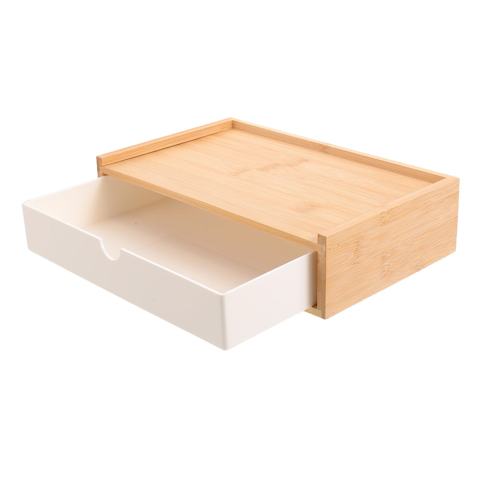 Organizador de Escritorio Pequeño con Cajones Múltiples de Madera y Abs, en Espacio y Almacenamiento Amplio para Estudios en Casa y Dormitorios, Color Blanco Minimalista