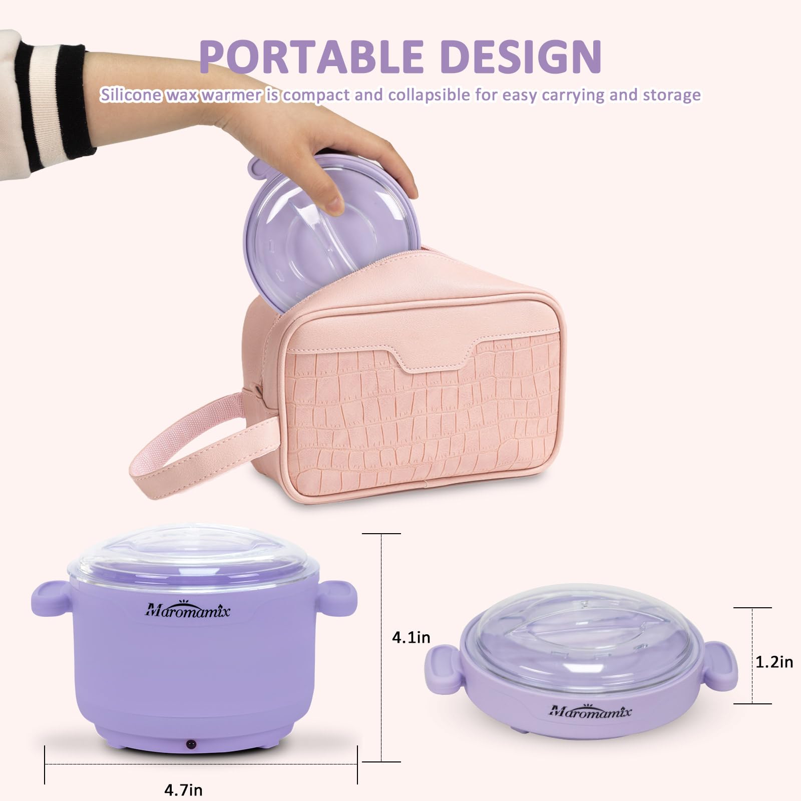 Kit per ceretta, scalda cera in silicone per depilazione con 4 confezioni di perline di cera dura, macchina elettrica portatile per cera in silicone per tutto il corpo, viso, sopracciglia, bikini