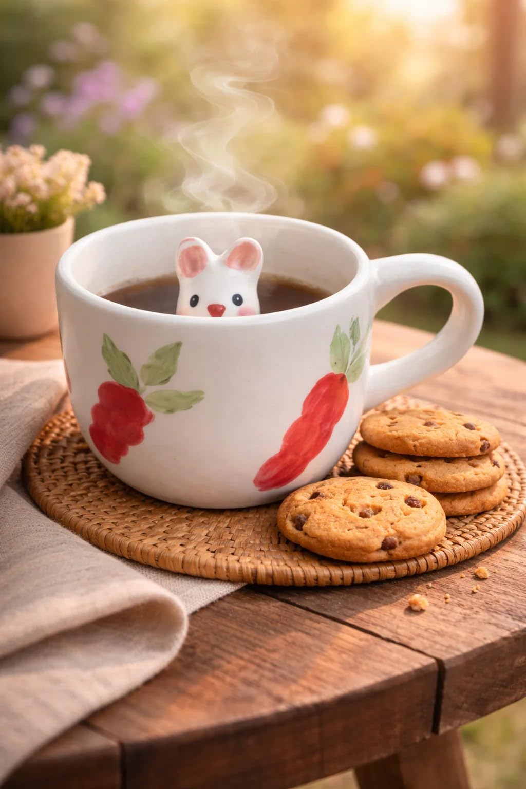 Cute Peek a Boo Bunny Design Ceramic Cup with Comfortable Handle for Home, Office & Special Occasion Gifting