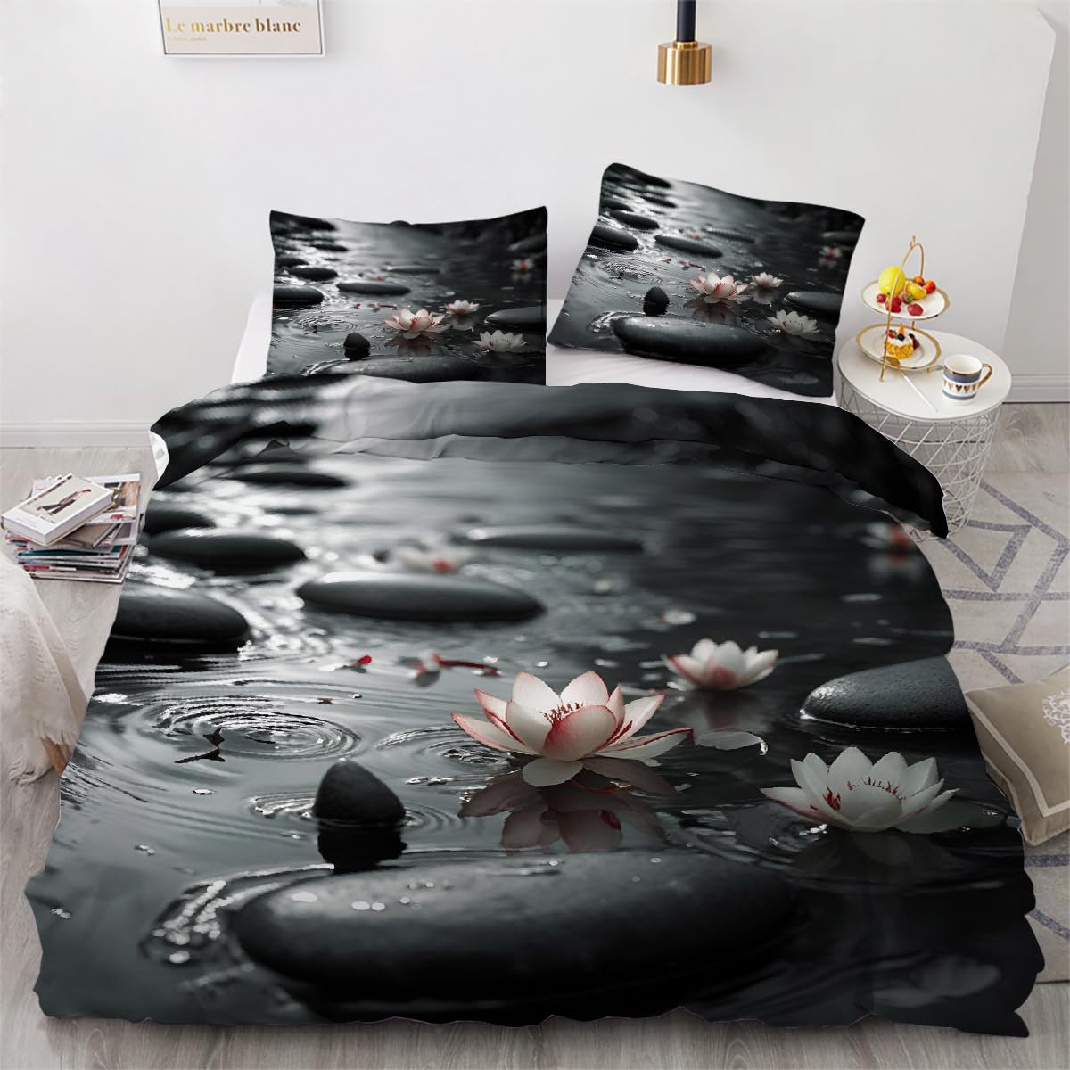 Fermeture éclair sur cette housse de couette 240x260 pour lit 2 places