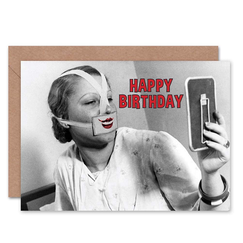 Wee Blue Coo CARD GREETING HAPPY BIRTHDAY WEIRD NURSE LIPS