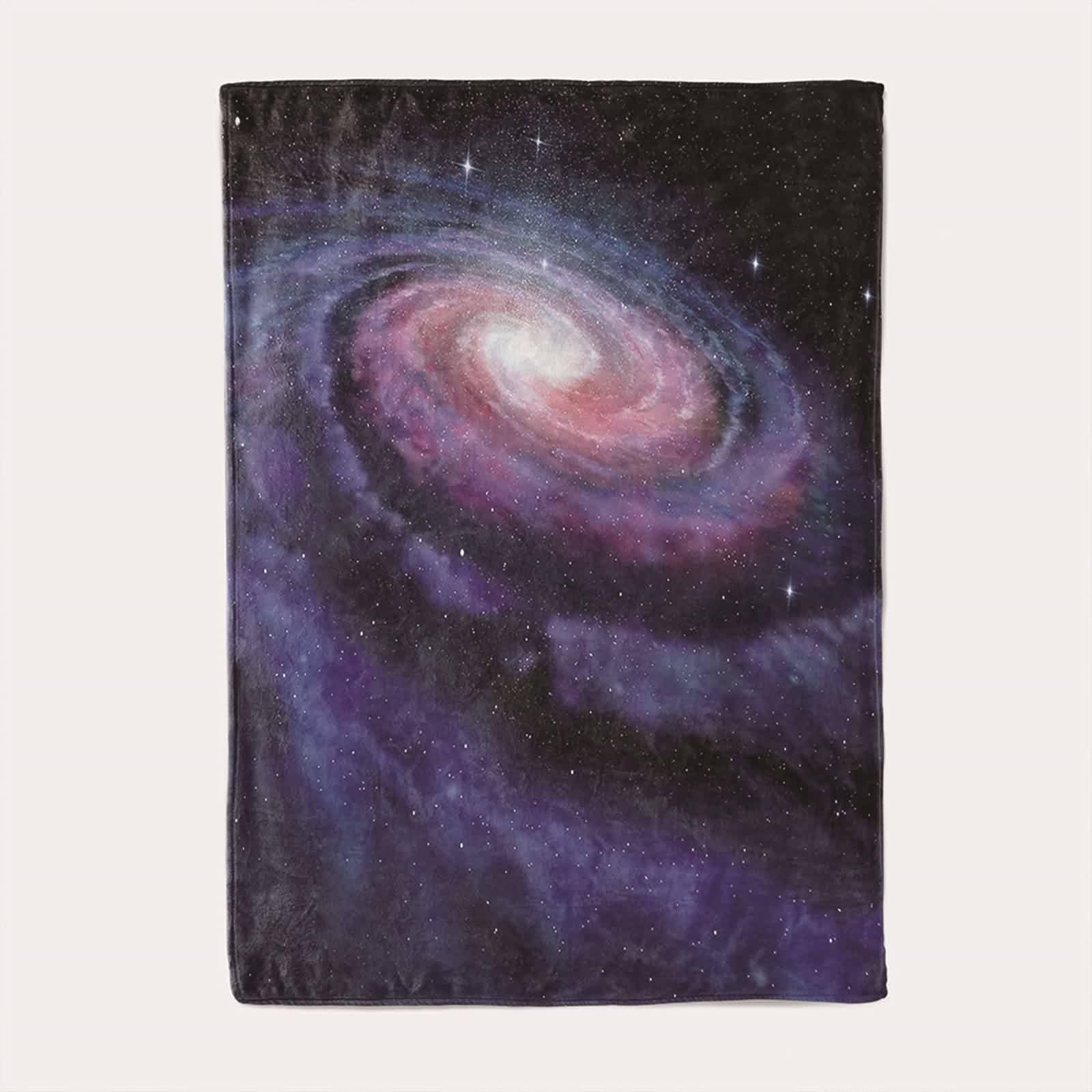 Couverture Flanelle Fine, Couverture Hiver Violet Noir 180x220CM Impression de Ciel Étoilé Blanket Douce Chaude Cosy Lit Canapé