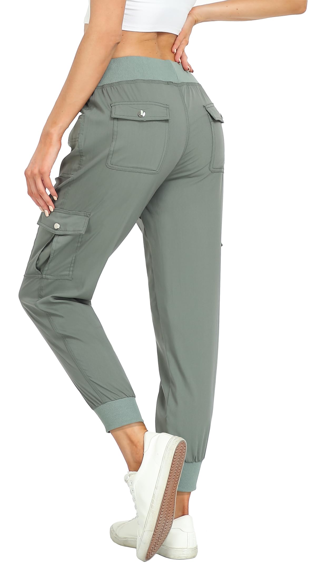 MISS MOLY Women's Hiking Cargo Pants Joggers Lightweight Quick Dry Casual Sweatpants Elastic Waist Button Pockets