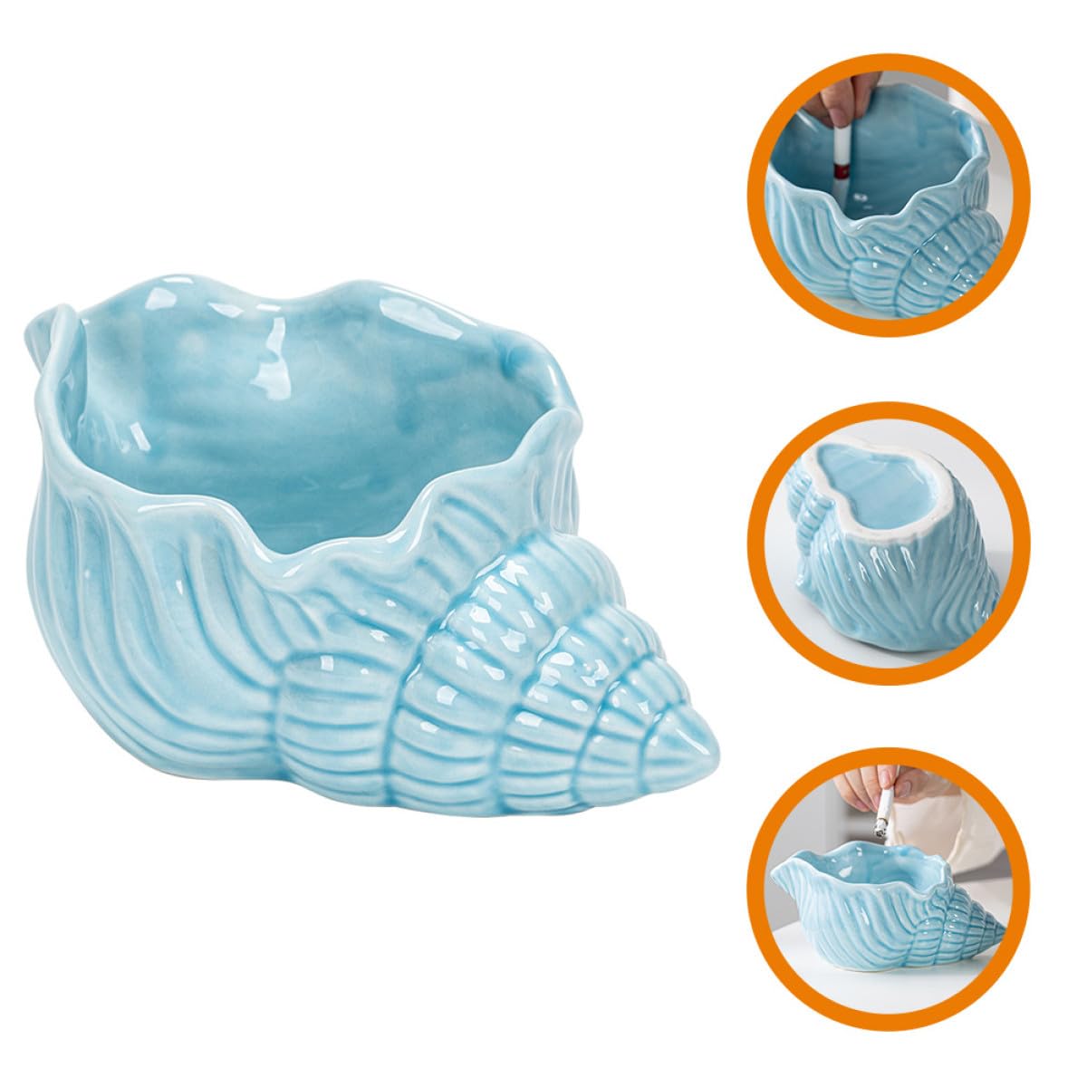 Aschenbecher und Angenehmem Griff mit Glatter Oberfläche Keramik Muschel im Einzigartigen Design Dekorationselement Elegantes Büro und Wohnzimmer