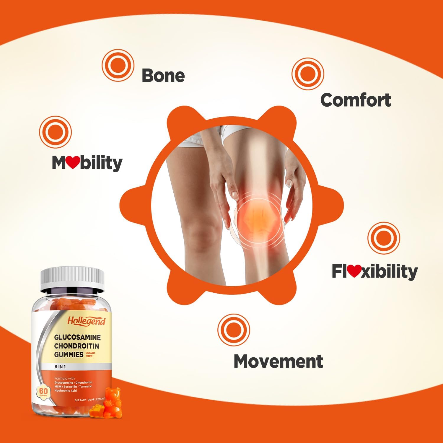 Glucosamine Chondroitin Gummies Sugar Free, Gummies Supplements for Adults Men & Women, 60 Count - Image 4