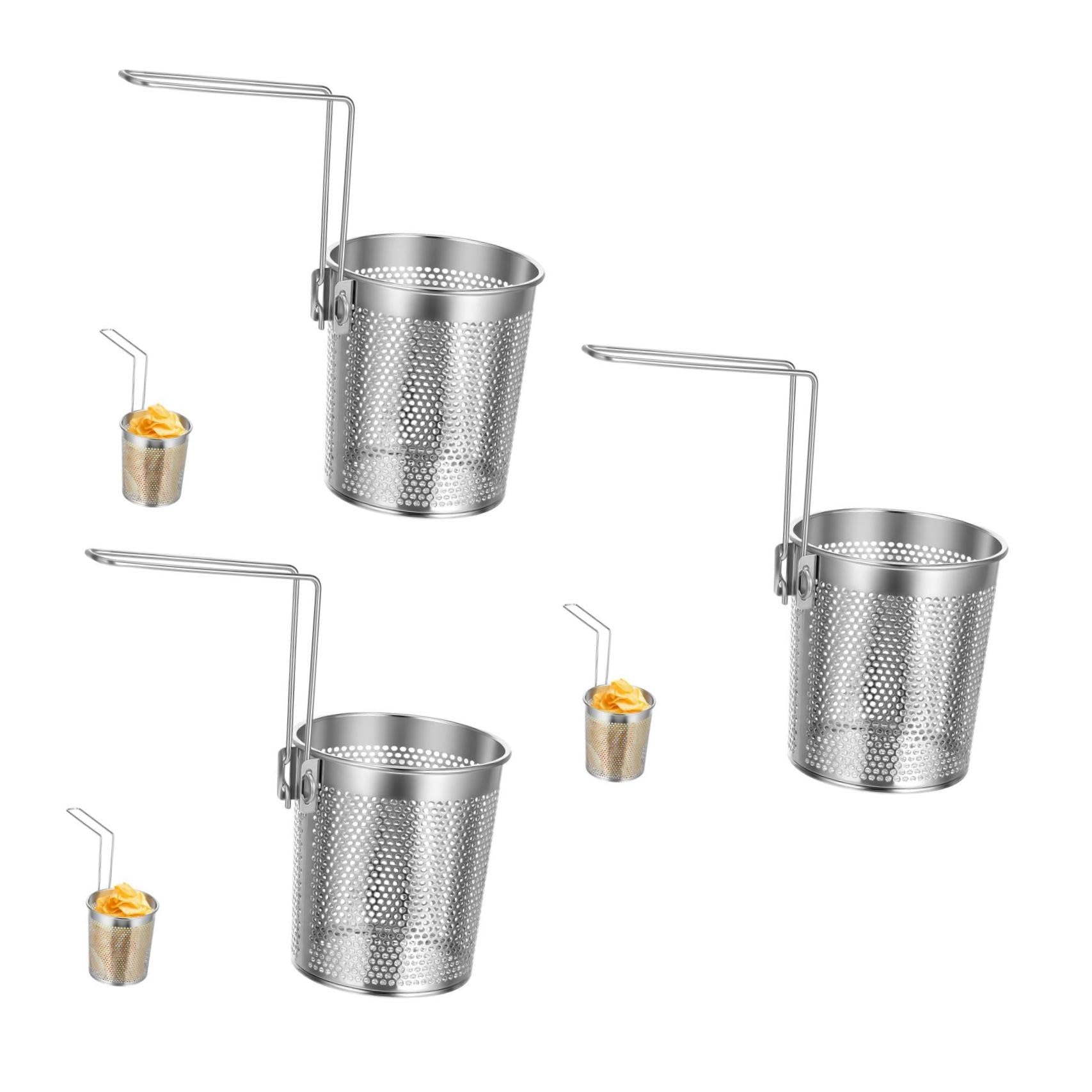 OUNONA 3 Stück Nudelnetz aus rostfreiem Stahl Ramen-Nudelkorbsieb klein Nudelkorb aus Draht Nudelsieb Pasta-Spinne-Sieb Nudelabtropfgestell Spaghetti-Sieb Rostfreier Stahl Silber