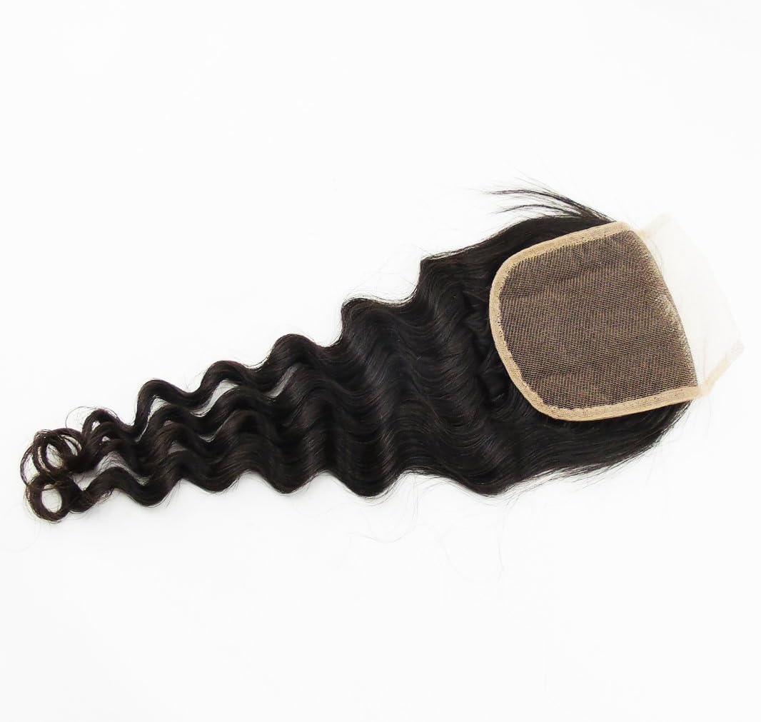 LaNova Beauty Brazilian Curly Hair,Size:16inch,Lace Closure Loose Wave,Natural Color,1pc/lot,40g/pc,Brazilian Hair 100 Human Hair