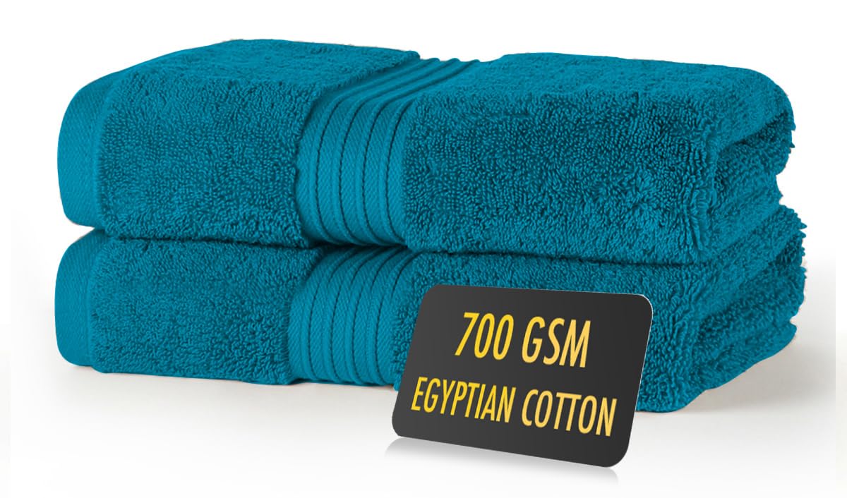Blue Lagoon Hand Towels Pack of 2 - Ultra Soft Super Absorbent 700 GSM Egyptian Cotton Towels - Bathroom Linen Sets - Luxury Hotel Quality Cotton Hand Towels Set Convenient Size 50x85 cm