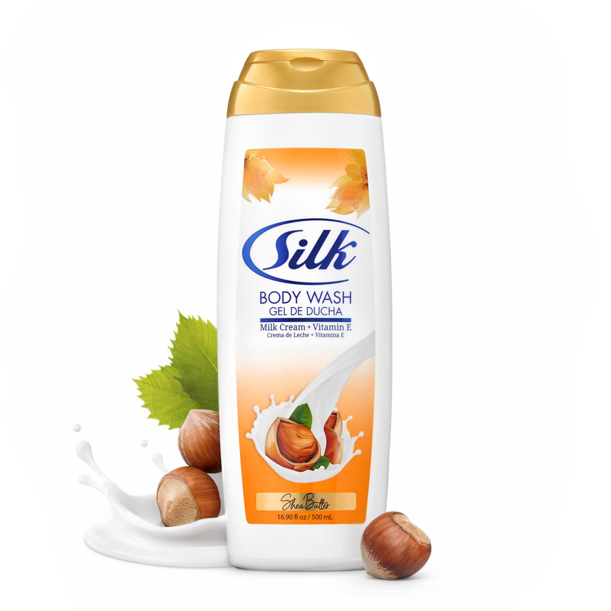 SILK Moisturizing Body Wash for Woman Man - Daily Hydrating Shower Gel and Foaming Cleanser with Vitamin E