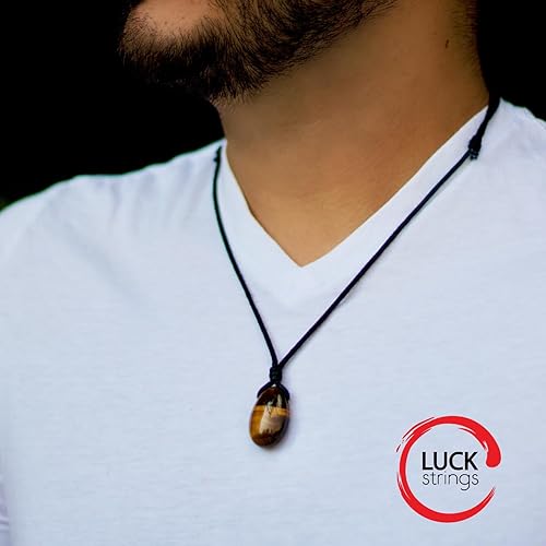 Miniatura 5 de Tigers Eye Natural Gemstone Pendant Necklace for Men or Women - Crystal jewelry - Mens Gift - Anxiety Necklace Stress Relief Adjustable Metal Free