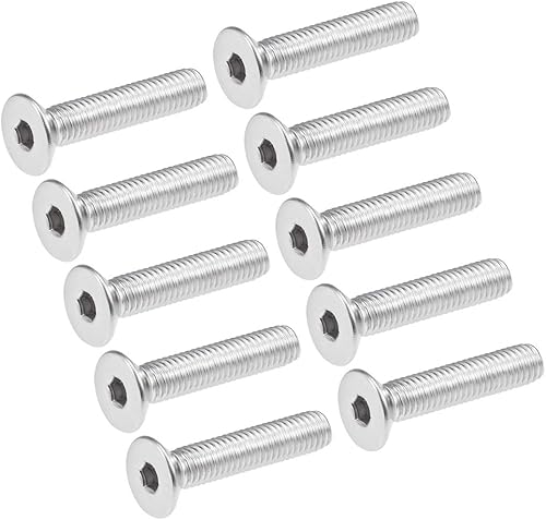 Miniatura 8 de uxcell Tornillos de máquina de cabeza plana M6x30mm Tornillo hexagonal interno 304 pernos de sujeción de acero inoxidable 20 piezas