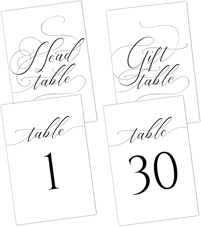 32 pieces 4 x 6 inches Wedding Table Numbers, Table Number