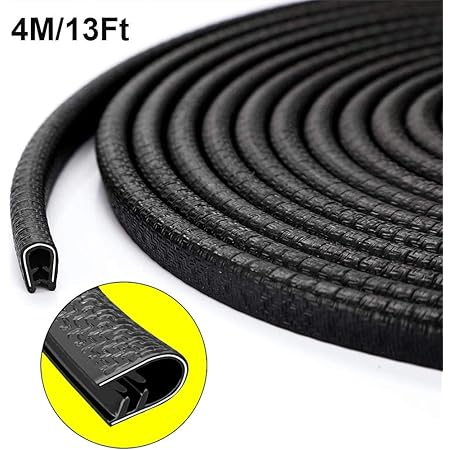 QBUC Car Door Edge Guards,13Ft(4M) Rubber Clip Seal U Shape Edge Trim Guard Protection Car Door Protection Fit for Most Models