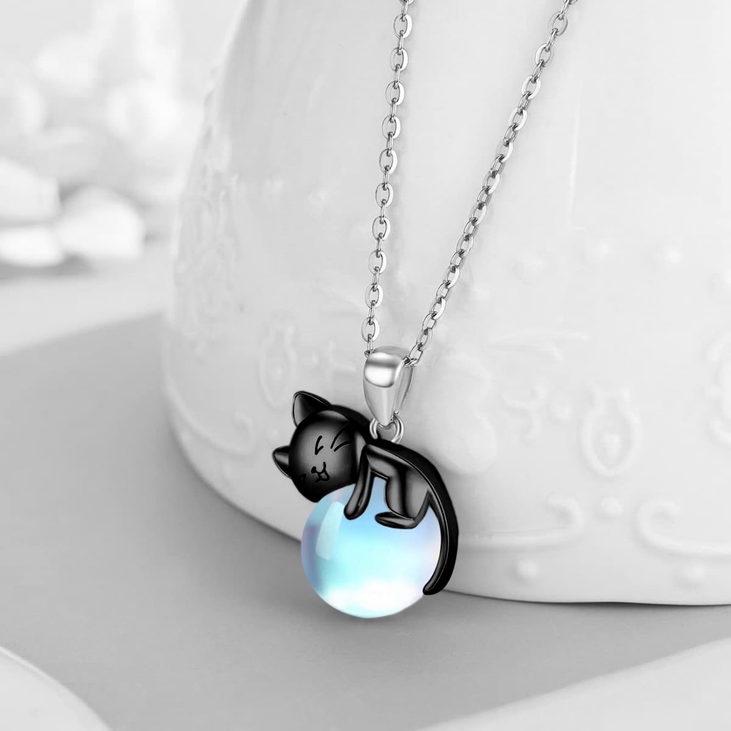 Vadmans Cat Pendant Necklace for Women Sterling Silver Cats Jewellery Gifts for Women Wife Mother