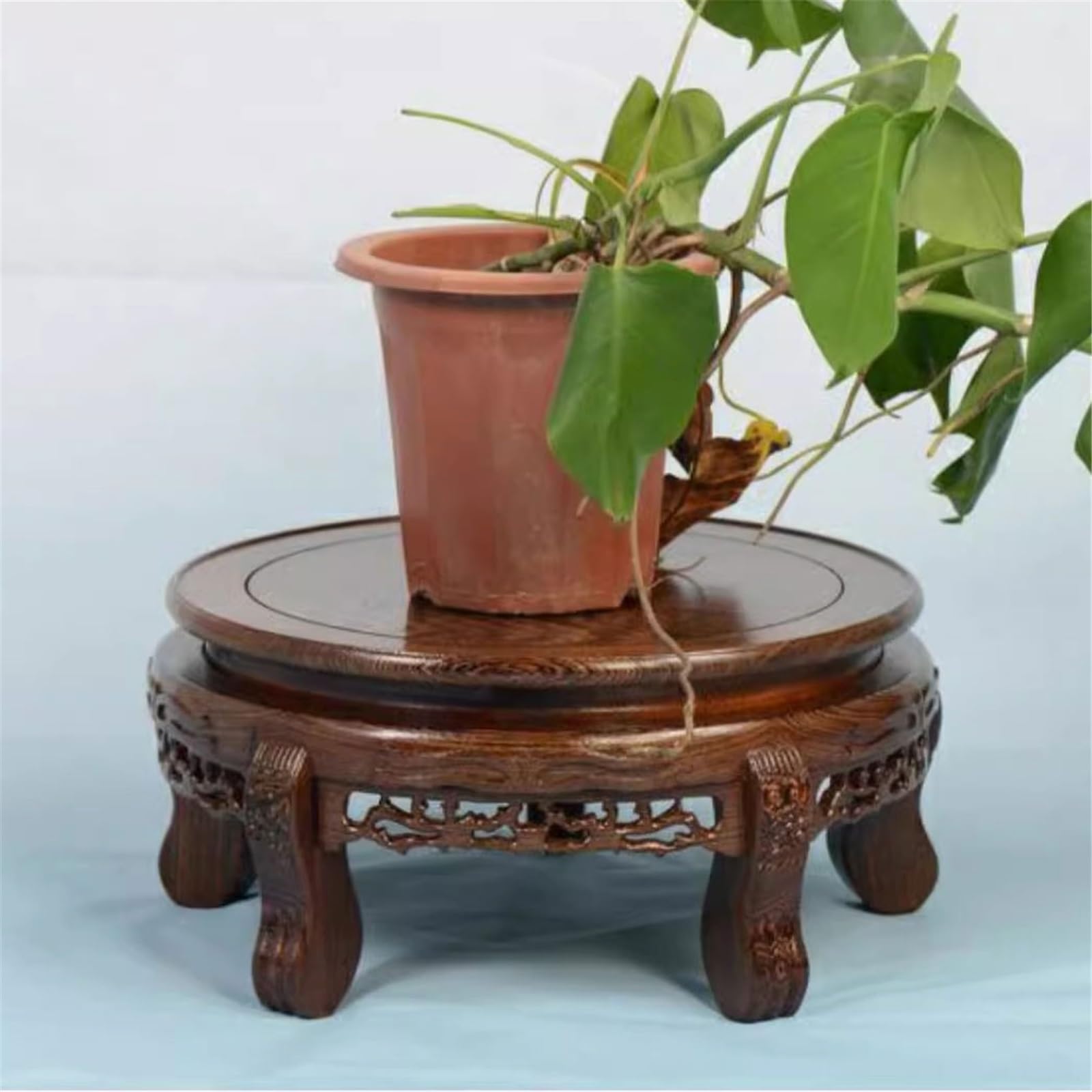 Baza Bonsai Stojak na bonsai w stylu chińskim z hebanu nóżką, do wazonu, czajniczka i doniczki Stojak na rośliny(Duży)