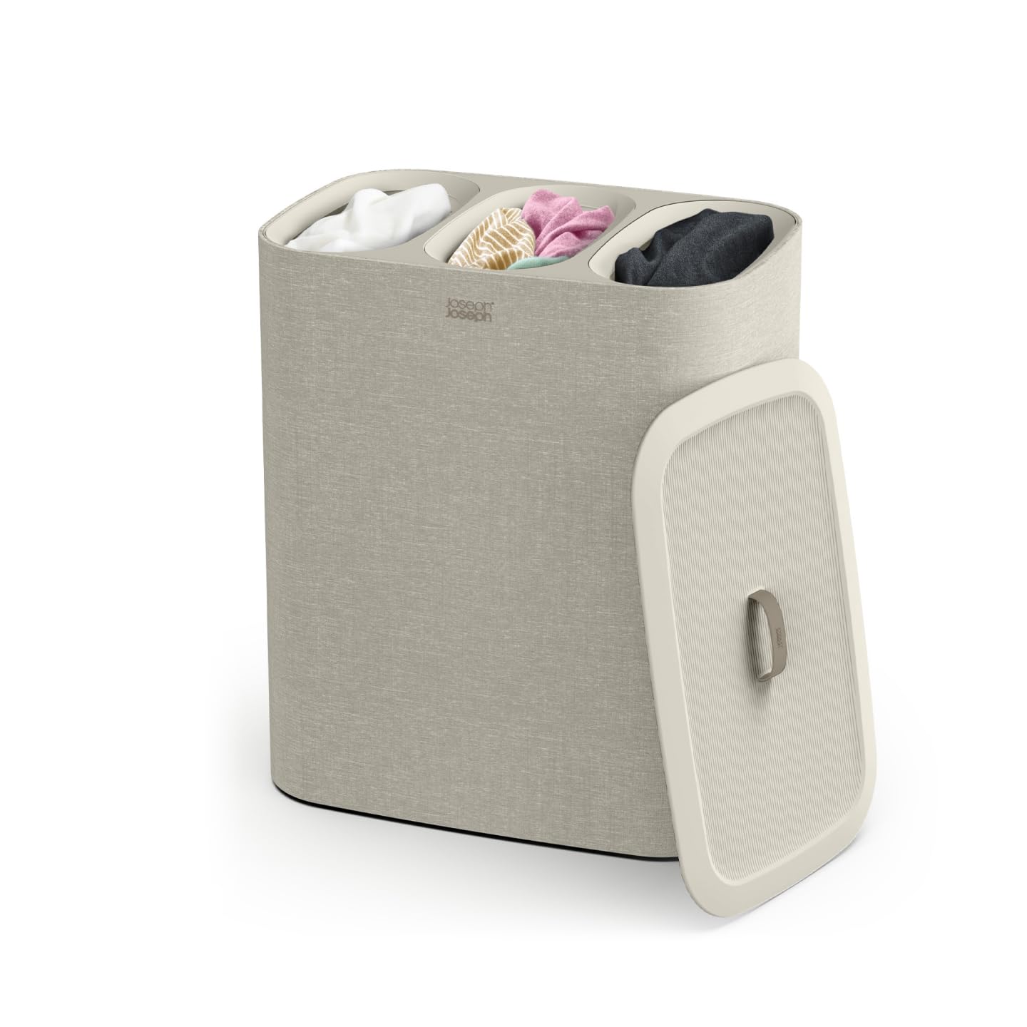 Joseph Joseph Tota Trio: 90-Liter-Wäschesortierkorb mit Deckel und drei herausnehmbaren Wäschesäcken (Ecru Beige)
