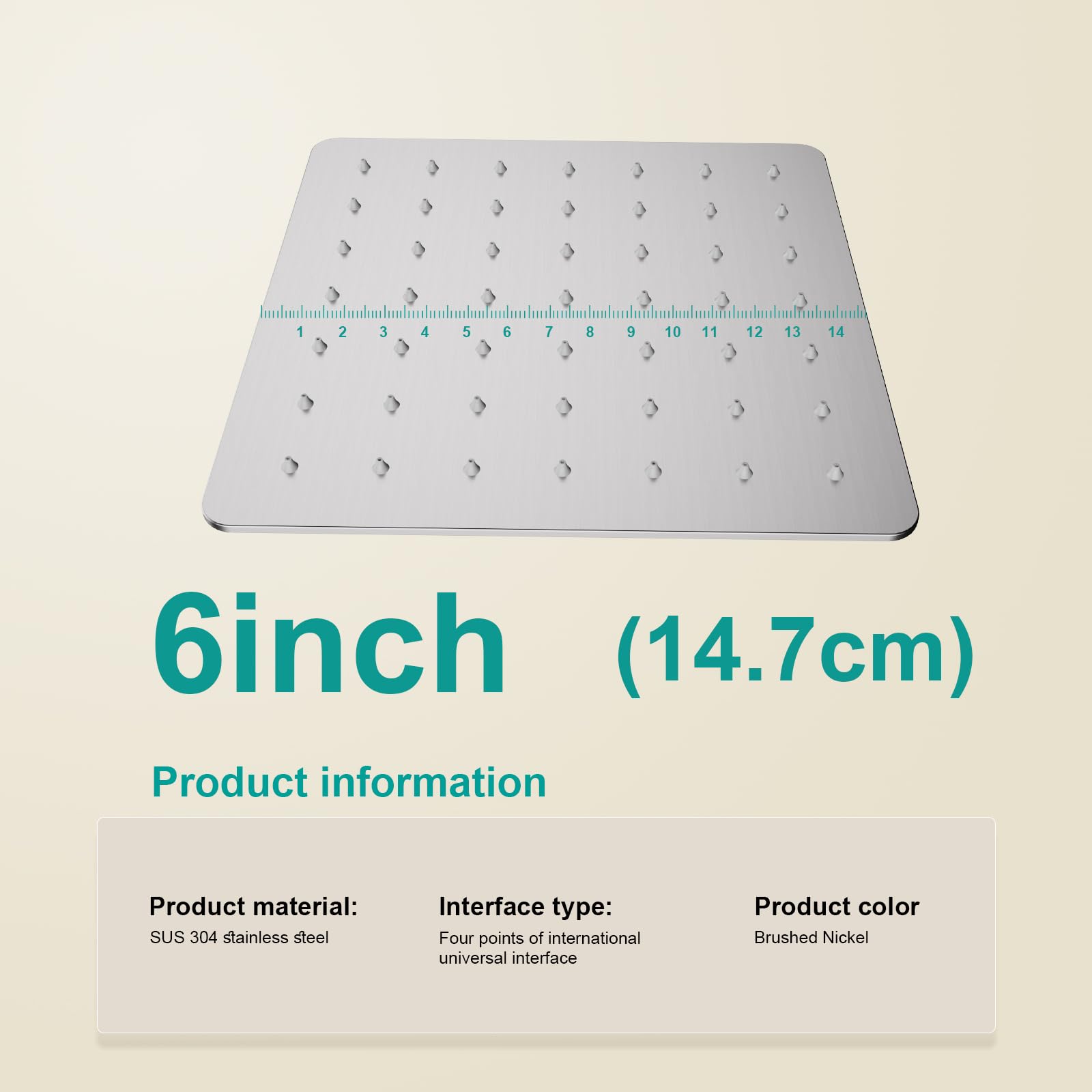 AULLEND - Soffione doccia quadrato a pioggia, in acciaio inox ispessito con flusso elevato, design ultra sottile per docce con pressione aumentata impressionante, anche a basso flusso d'acqua (nichel