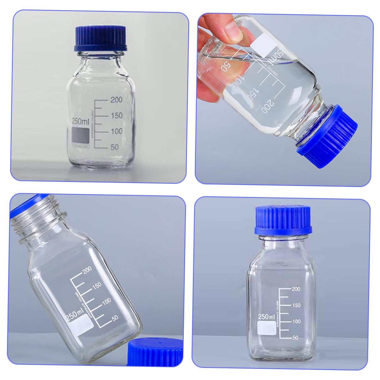 OUNONA 6piezas Frascos De Para Botellas De Almacenamiento Boca Ancha y Líneas De Graduación De Unidades Para Muestras Químicas y Reacciones Entornos Científicos