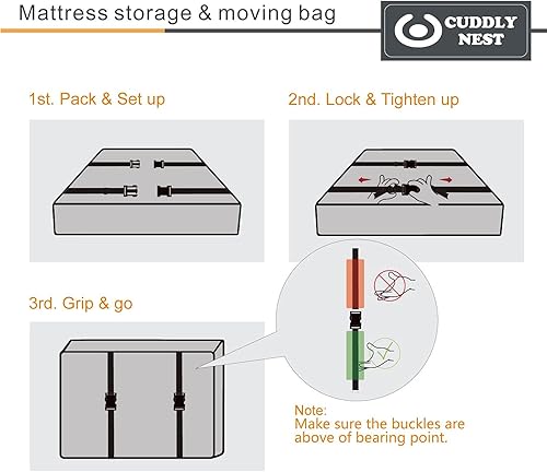 Miniatura 6 de Bolsa de almacenamiento de colchón de lona impermeable para mudanza y almacenamiento, bolsa de colchón reutilizable resistente con cremallera y