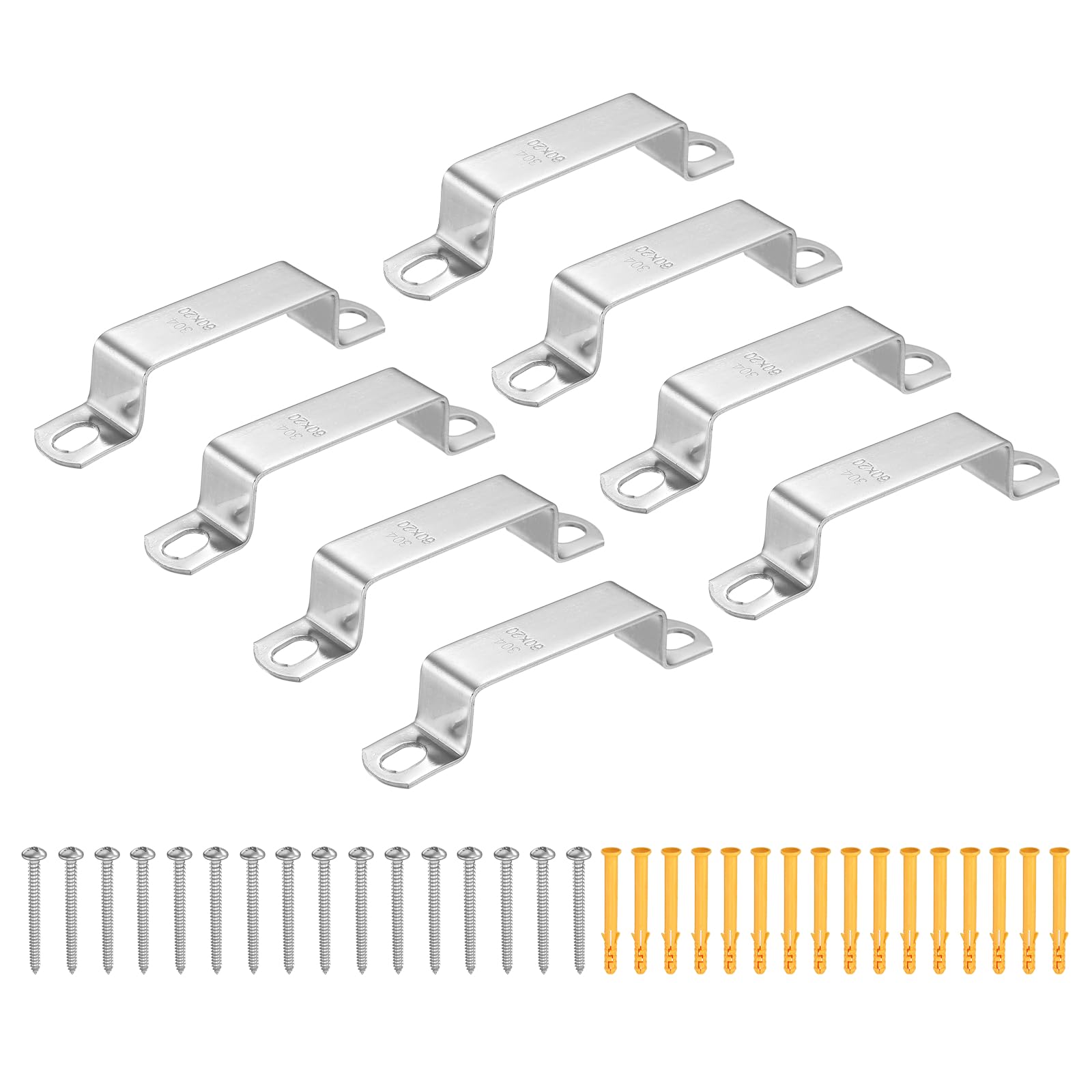 HARFINGTON 12 morsetti quadrati per tubi, 60 x 20 mm, in acciaio inox 304 | Morsetto a forma di U, staffa per connettore con fibbia a tubo quadrato con viti per tubo flessibile cavo recinzione ponte