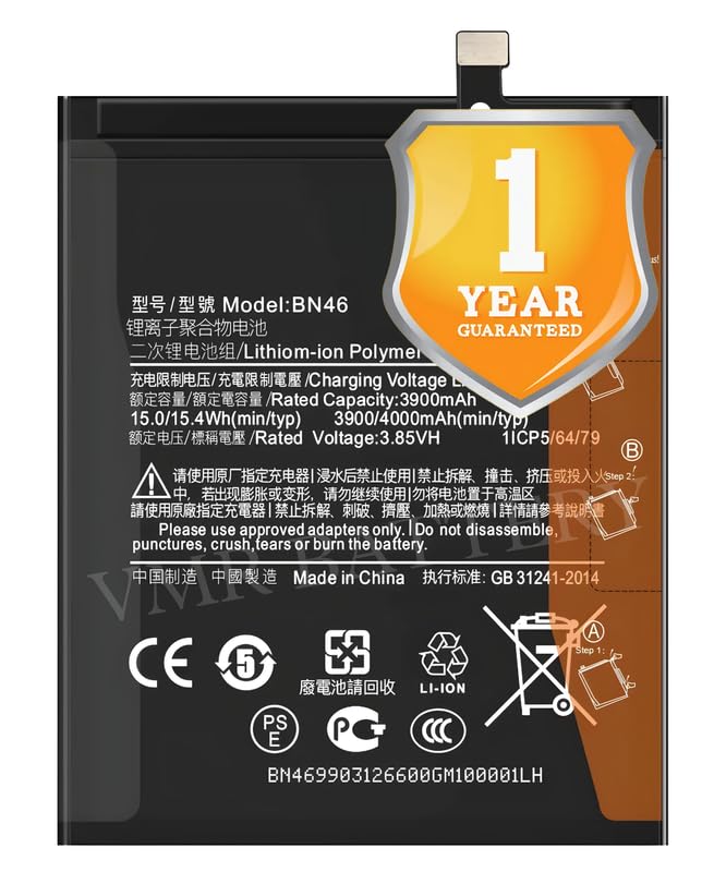 Image of Original BN46 Battery Compatible for Xiaomi Redmi 7 (M1810F6LG, M1810F6LH, M1810F6LI), Xiaomi Redmi Y3 (M1810F6G, M1810F6I), Xiaomi Redmi Note 6 | Xiaomi Redmi Note 8 (M1908C3JH, M1908C3JG, M1908C3JI)