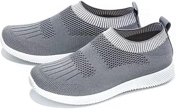 Comfy - Elegant Orthopedic & Extremely Soft Shoes Women Slip On Trainers Sneakers Pumps Ladies Breathable Comfy Loafers Gray,9