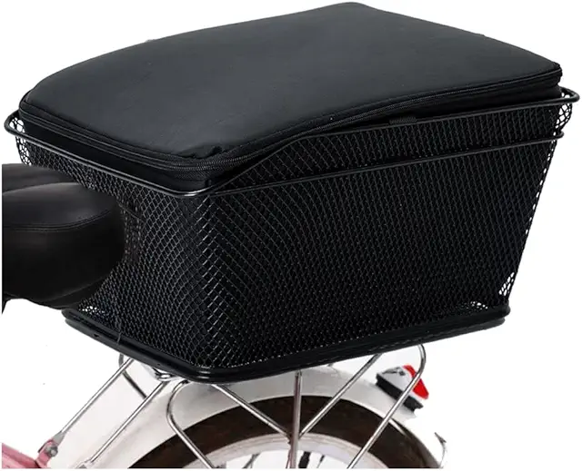 CHOYUE Large Capacity Rear Bike Basket with Waterproof Cover - Metal Wire Bicycle Basket