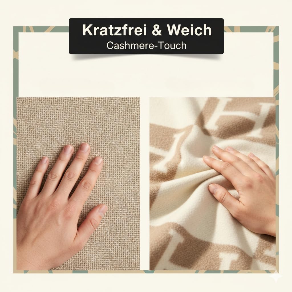 Luxusdecke Kaschmir-Optik Plaid 130 × 180 cm – Wohndecke im Skandi-Design | Extra weich, Angenehm warm, Mattes Finish, Für Sofa, Sessel und Bett , Auch als dekorativer Überwurf