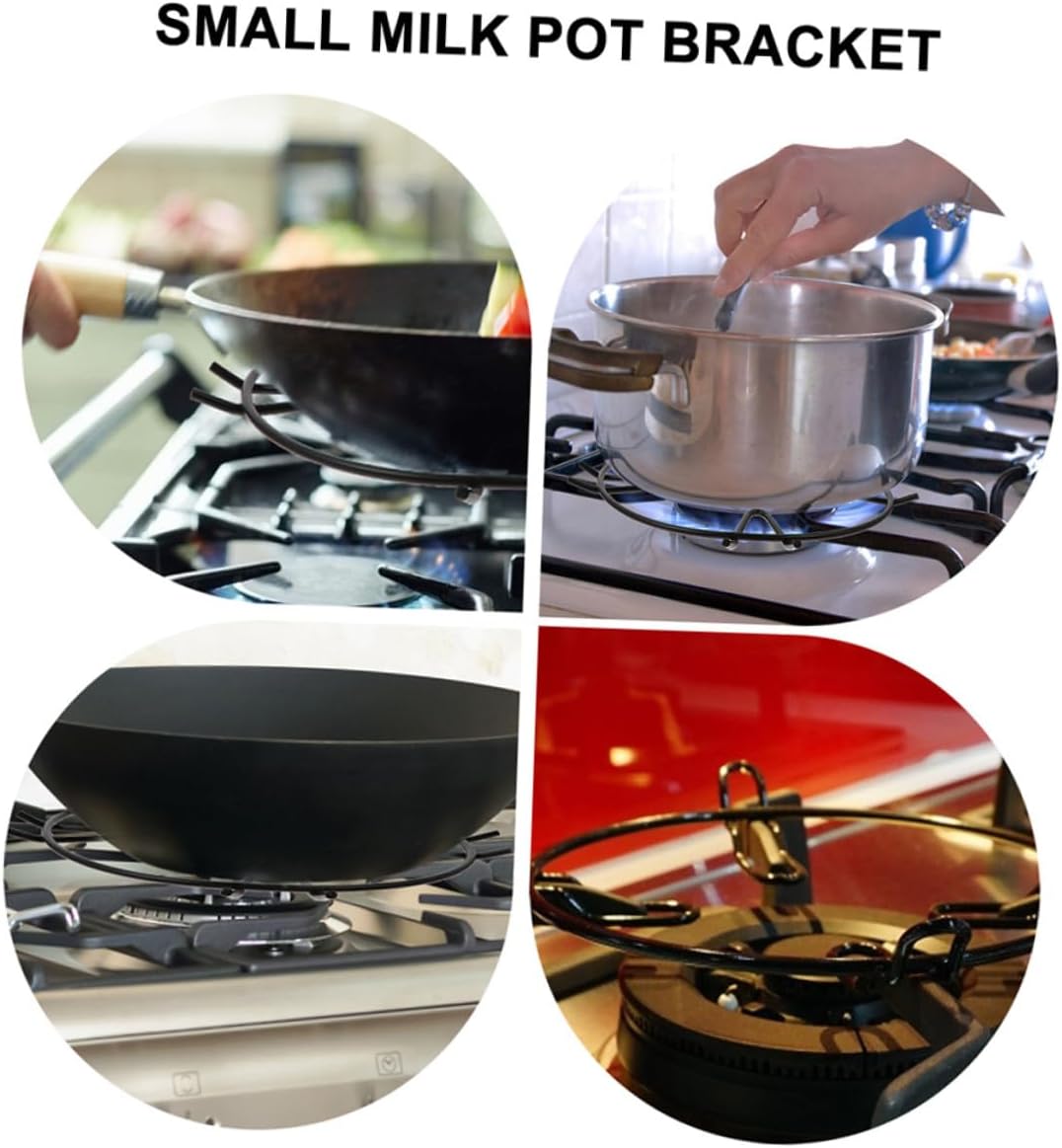 SOLUSTRE 4pcs Small Gas Stove Pot Ring Rack Non Slip Wok Support for Stable Cooking for Sauce Pans and Small Cookware Flat Design for Versatile Use Stovetops