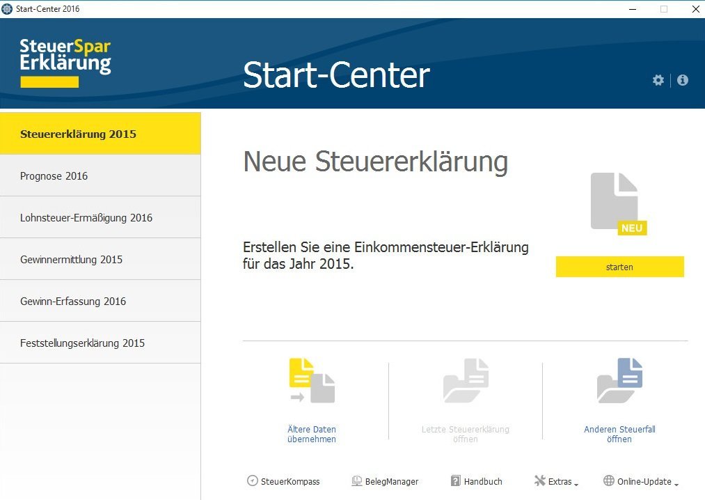 SteuerSparErklärung 2016 (für Steuerjahr 2015) [PC Download]