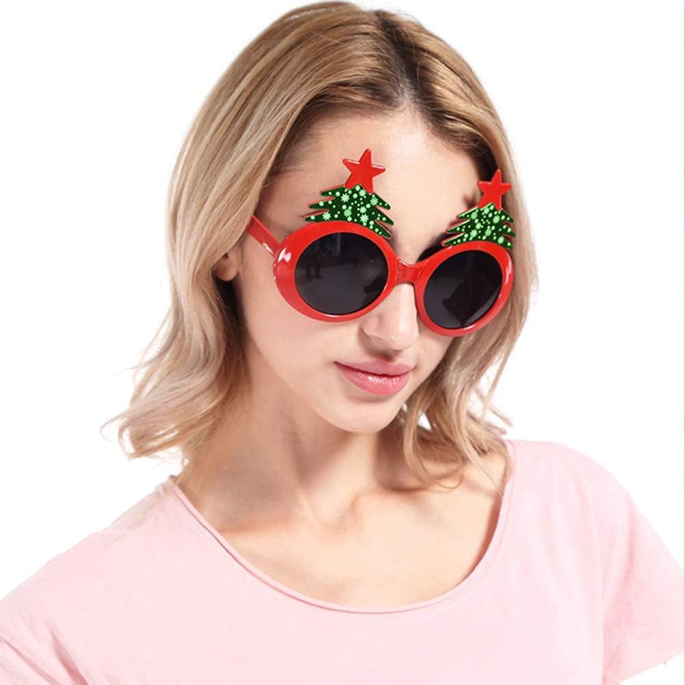 BOLZRA Christmas Sunglasses Props for Women Men, 2 Pack Reindeer Xmas Tree Eyeglasses Costume Glasses for New Year Party Favors Ornaments Gift - Image 3