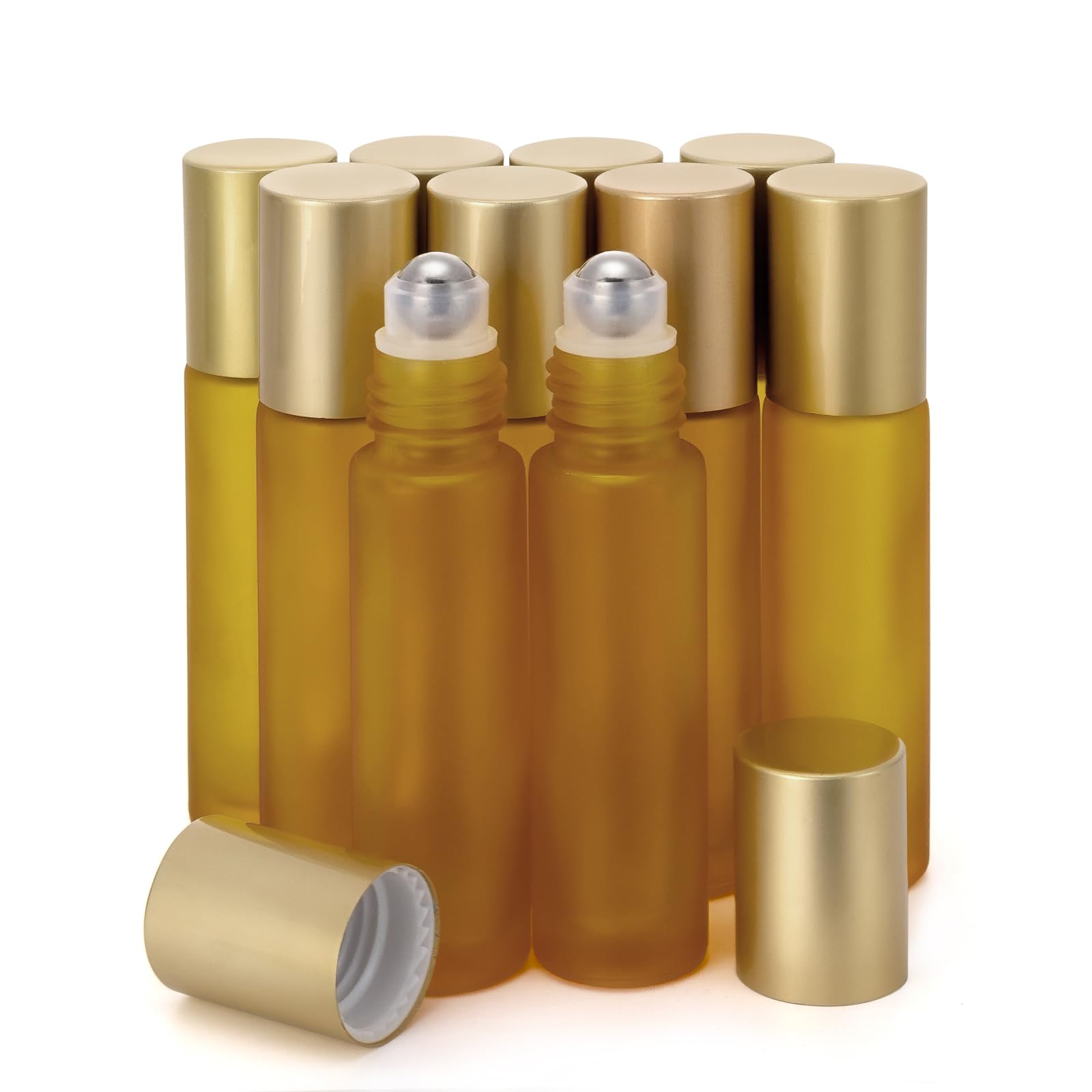 Kesell 10ml Essential Oil Roller Bottles, Sample Vial Bottle for Aromatherapy, Essential Oils, Perfumes and Lip Balms, Pack of 10