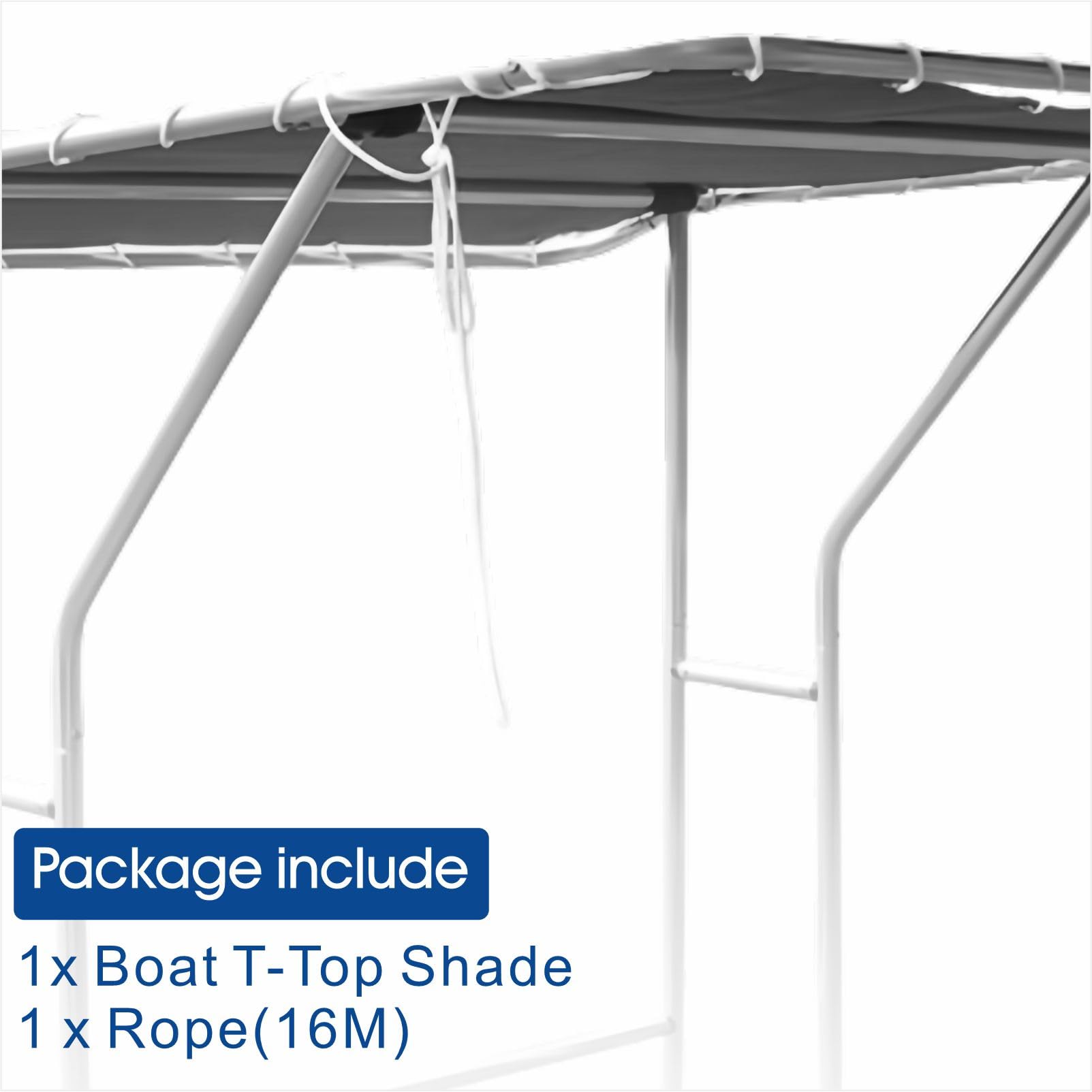 Telo di copertura per barca con ombra a T per nave, console centrale per barca, tenda Bimini, Marine 600D impermeabile (66 pollici di lunghezza x 47 pollici di larghezza, nero)