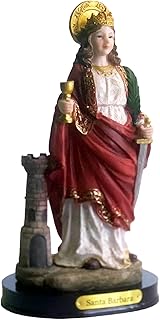 Saint Barbara Statue, Finely Detailed Resin, 8 Inch Tall Figurine #VM-26799, Multicolor