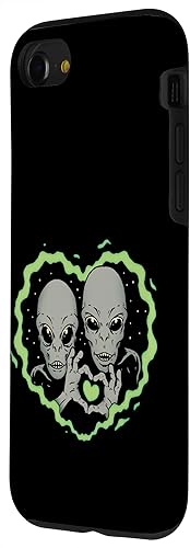 Vista 32 de iPhone 13 Pro Alien Funny Cute UFO Aliens Love Heart Case