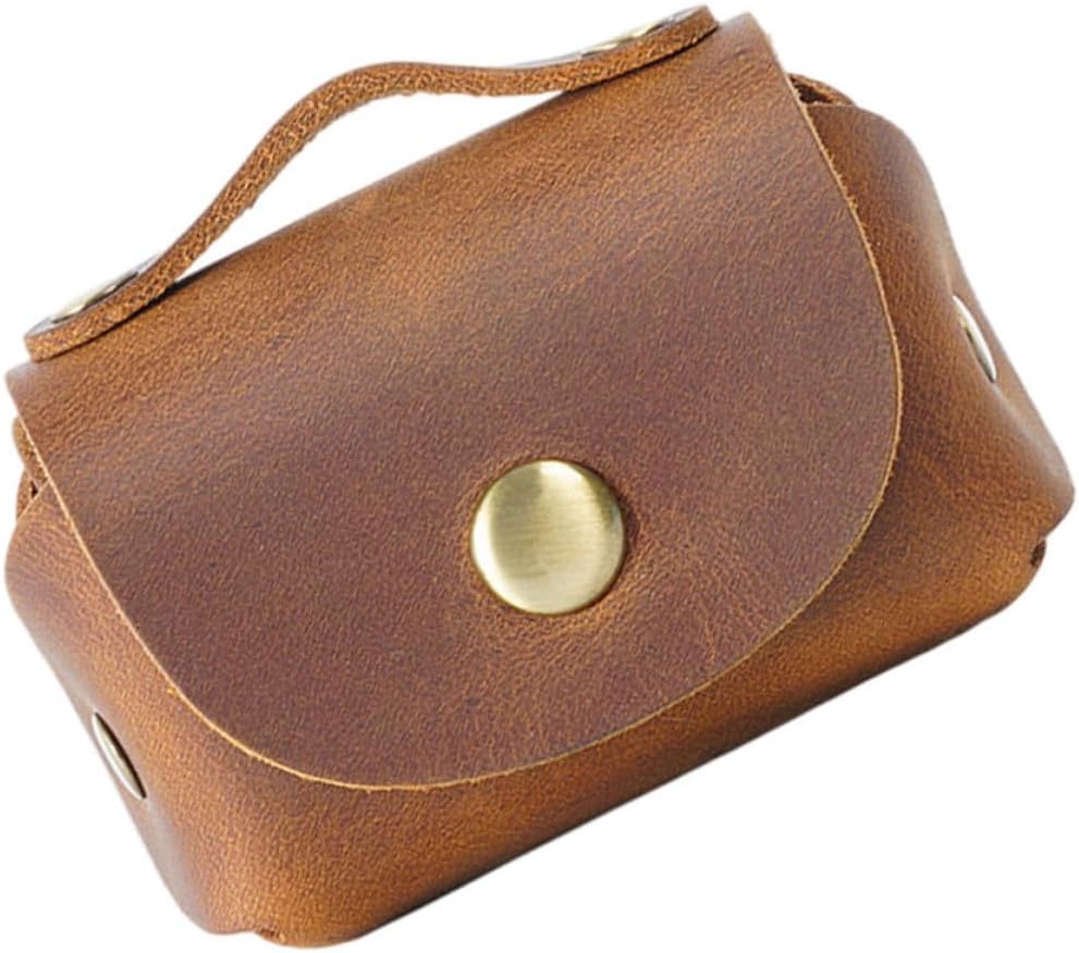 Car Key Pouch Genuine Leather Brown Coin Pouch for Students