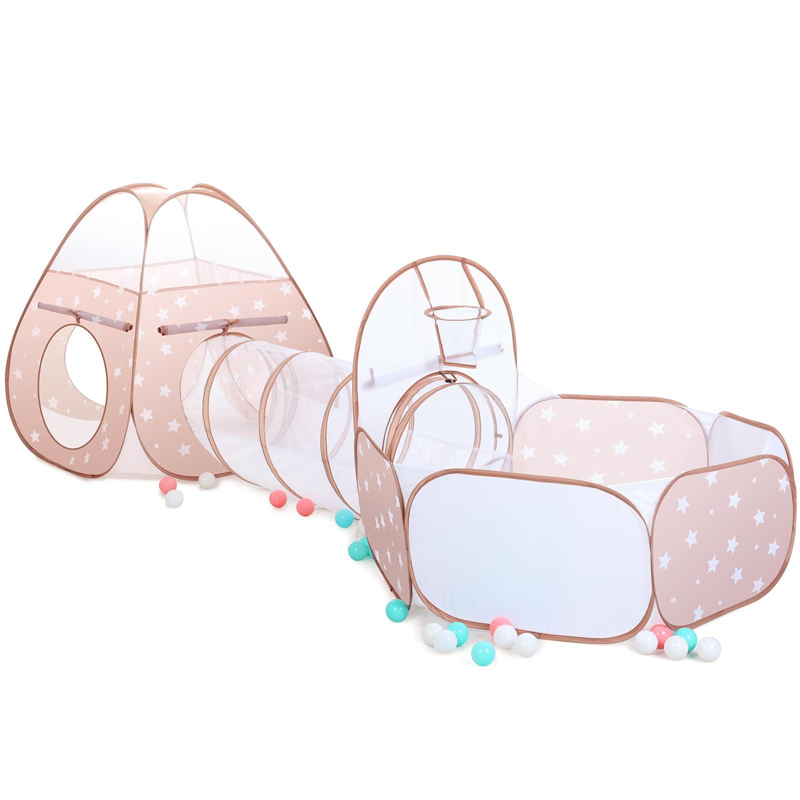 SISTICKER 3 in 1 Kids Play Tent: with Baby Ball Pit and Play Tunnel - Toddler Climbing Toys for Boys Girls Babies - Indoor Outdoor Pop Up Tunnel Toys Gift for Year Old (Balls NOT Included)