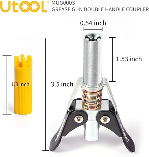 Miniatura 2 de UTOOL Kit de accesorios para pistola de engrase, acoplador de doble mango con limpiador de ajuste Zerk, roscas NPT de 18, accesorios Zerk fáciles de