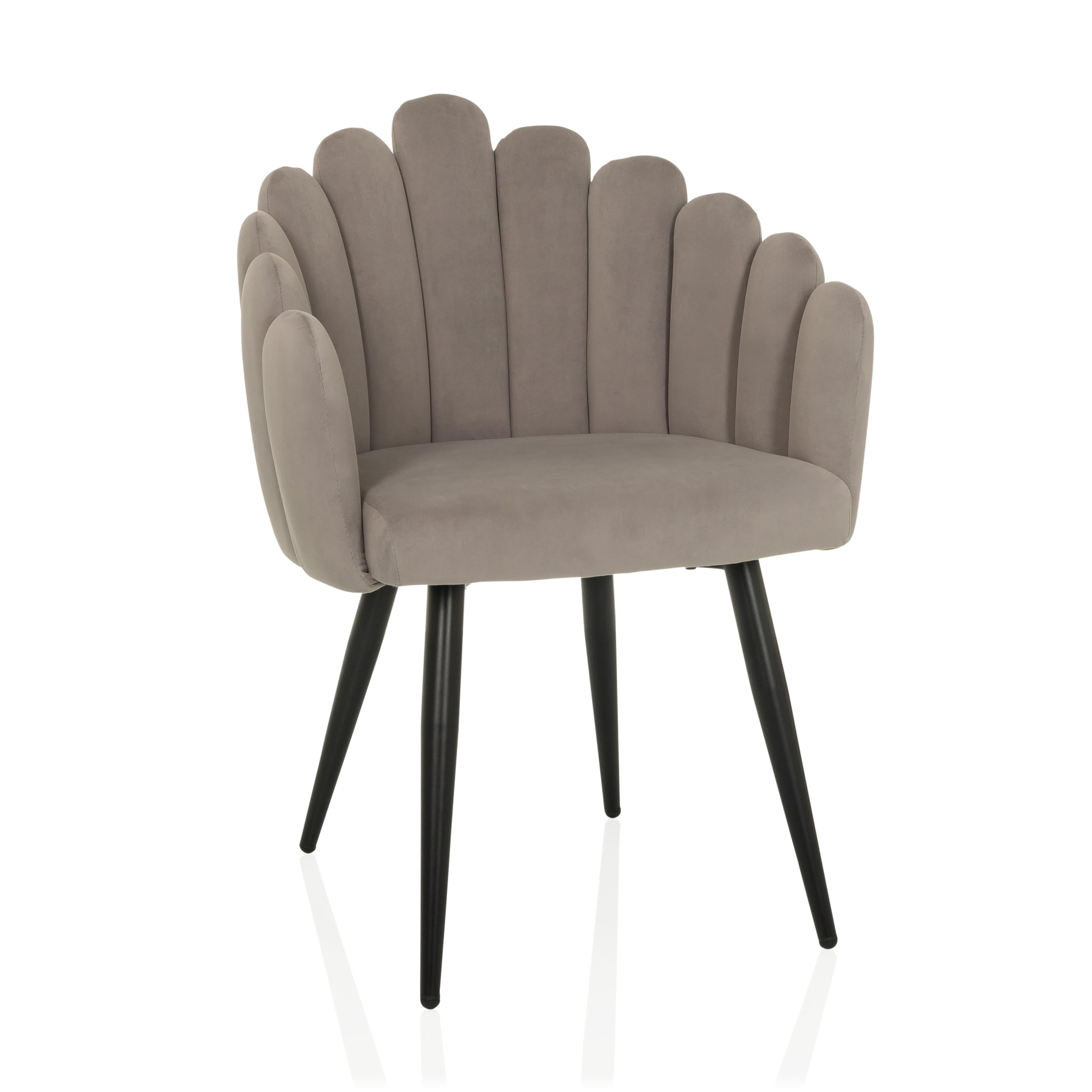 Silla tapizada con Respaldo en Forma de Concha de Terciopelo SCALLORE Silla de Comedor con Conchas tapizadas con Patas de Metal (Gris)