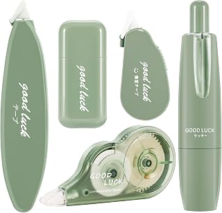 White Out Correction Tape - Easy To Use Applicator for Instant Corrections, 5Pcs Cute Whiteout Correction Tape Pen Bulk for School, Office Supplies Green