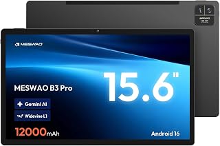 15.6 Inch Android 16 Tablet - Widevine L1, 8GB RAM/256GB ROM, Helio G99, 30W Fast Charge, 12000mAh Battery - The Digital Music Sheet for Musicians Reading Movies Work