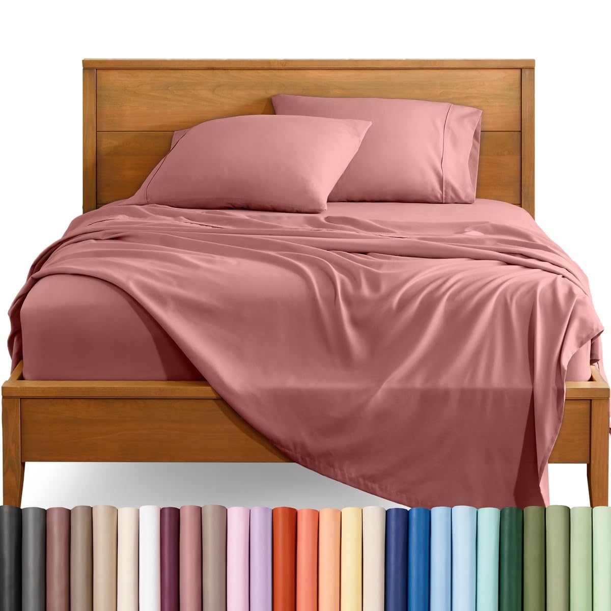 Bare Home King Sheet Set - Luxury 1800 Ultra-Soft Microfiber Bed Sheets - Double Brushed - Deep Pockets - Easy Fit - 4 Piece Bedding Set (Dusty Rose)