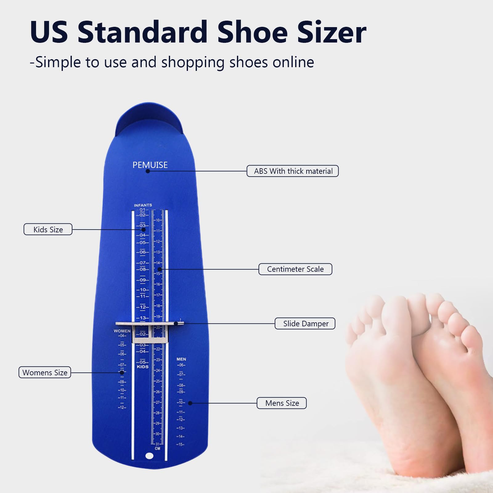 Jauge de pied pour bébés, tout-petits, pieds de chaussures, règle de mesure pour enfants et adultes